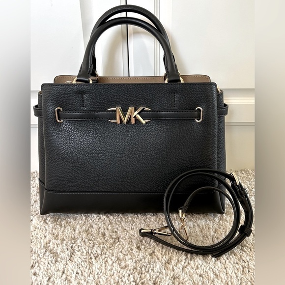Michael Kors Reed Center Zip Belted Leather Satchel